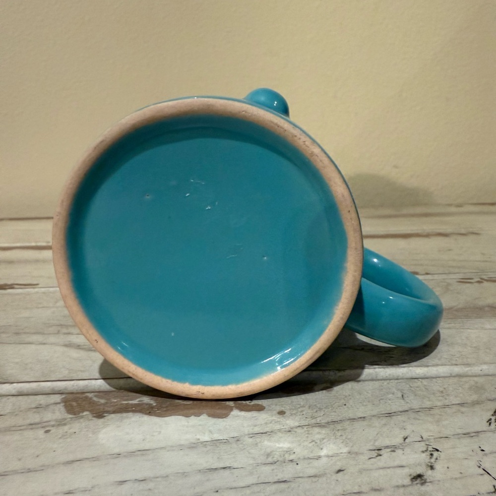 Vintage 3D Nose Funny Smiley Face Tea Cup Blue & Yellow - Picture 5 of 8